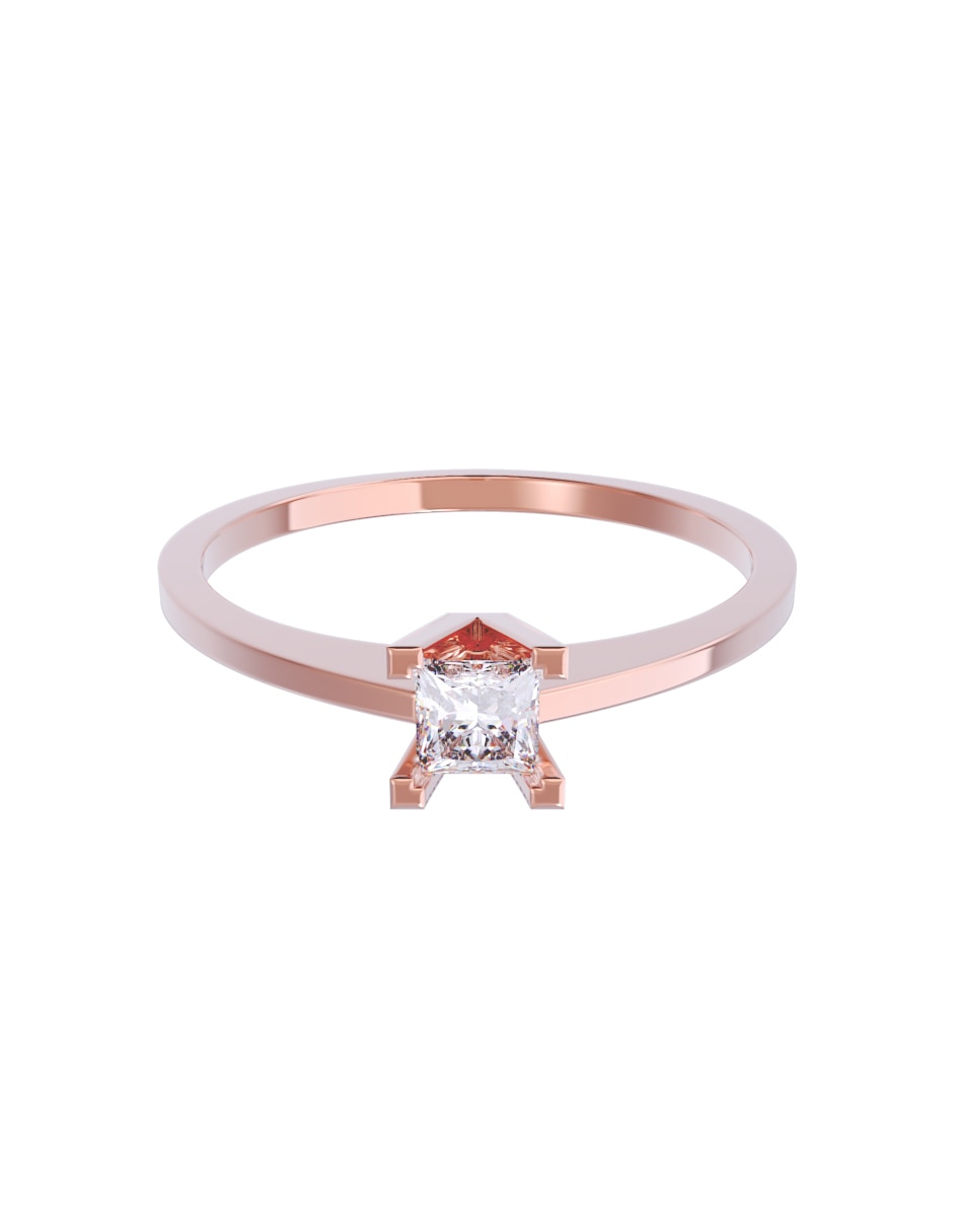 Anillo de compromiso de oro 10 K diamante 1