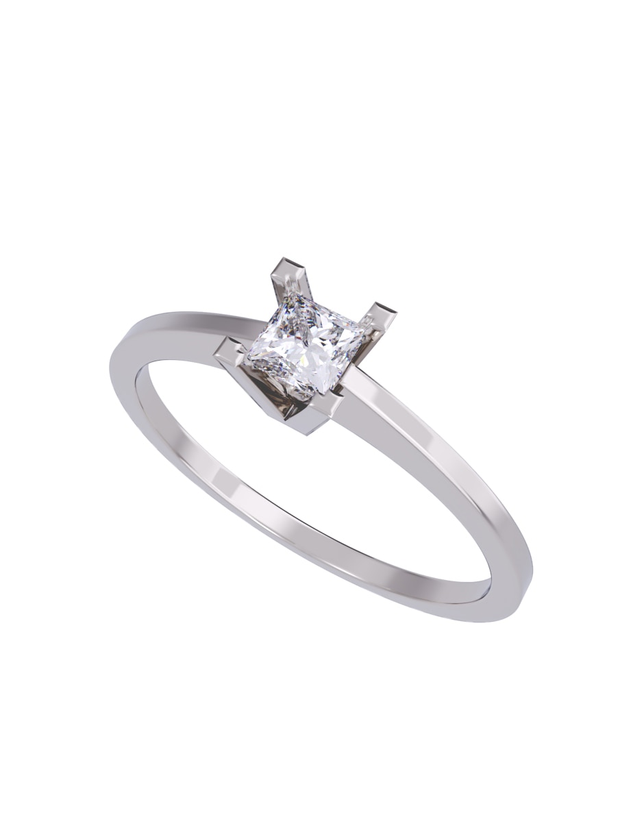 Anillo de compromiso de oro 10 K diamante 4