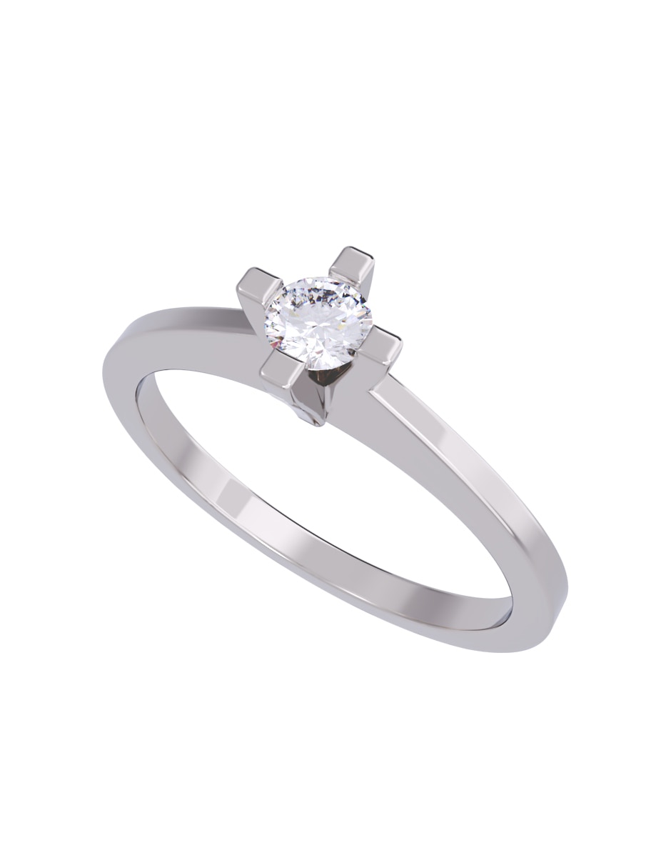Anillo de compromiso de oro 10 K diamante 4