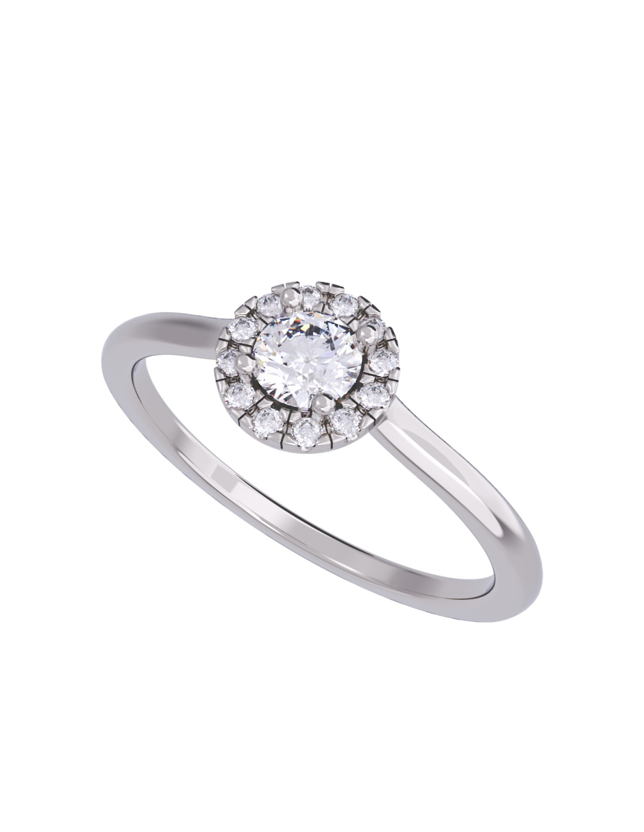 Anillo de compromiso de oro 10 K diamante 2