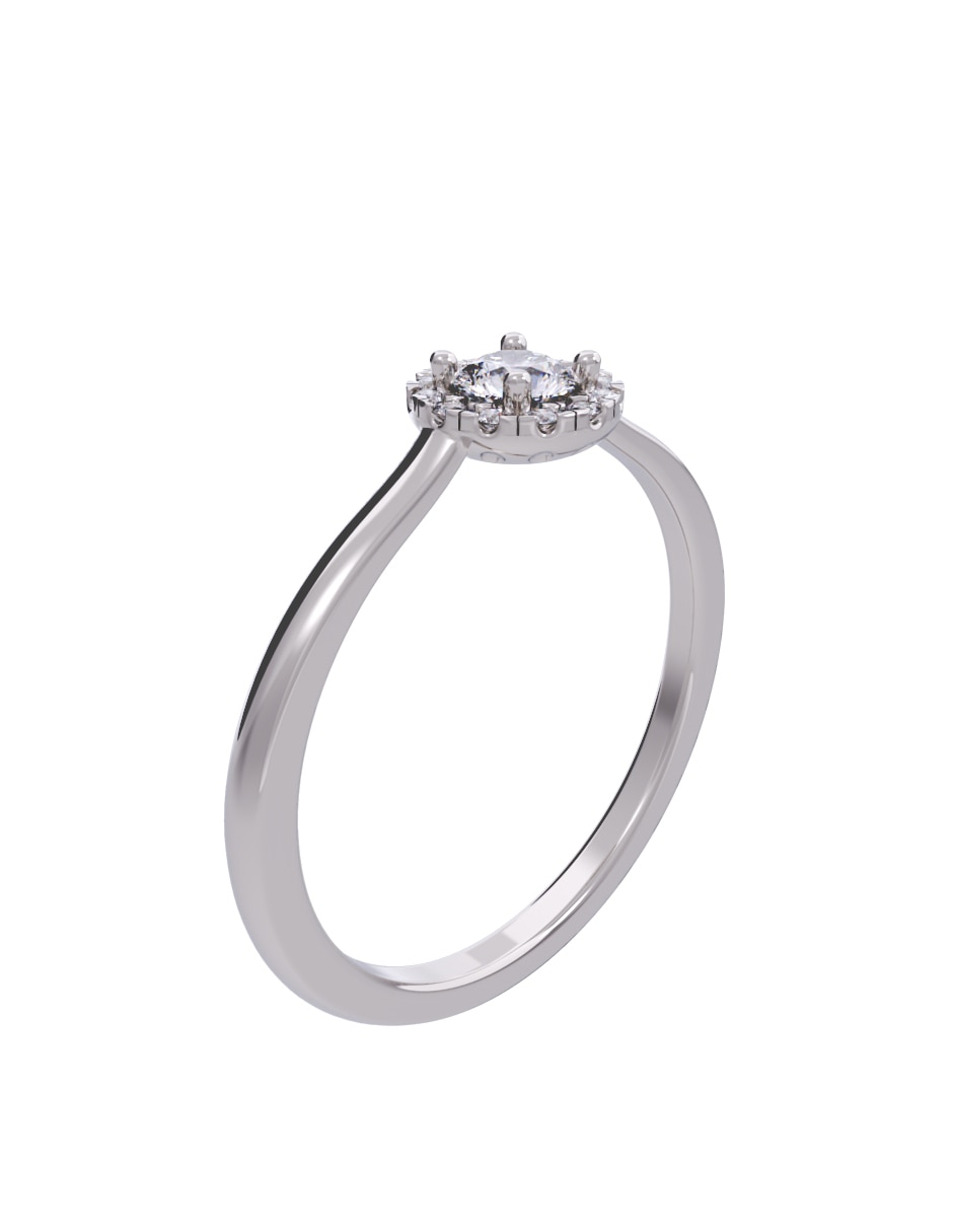 Anillo de compromiso de oro 10 K diamante 4