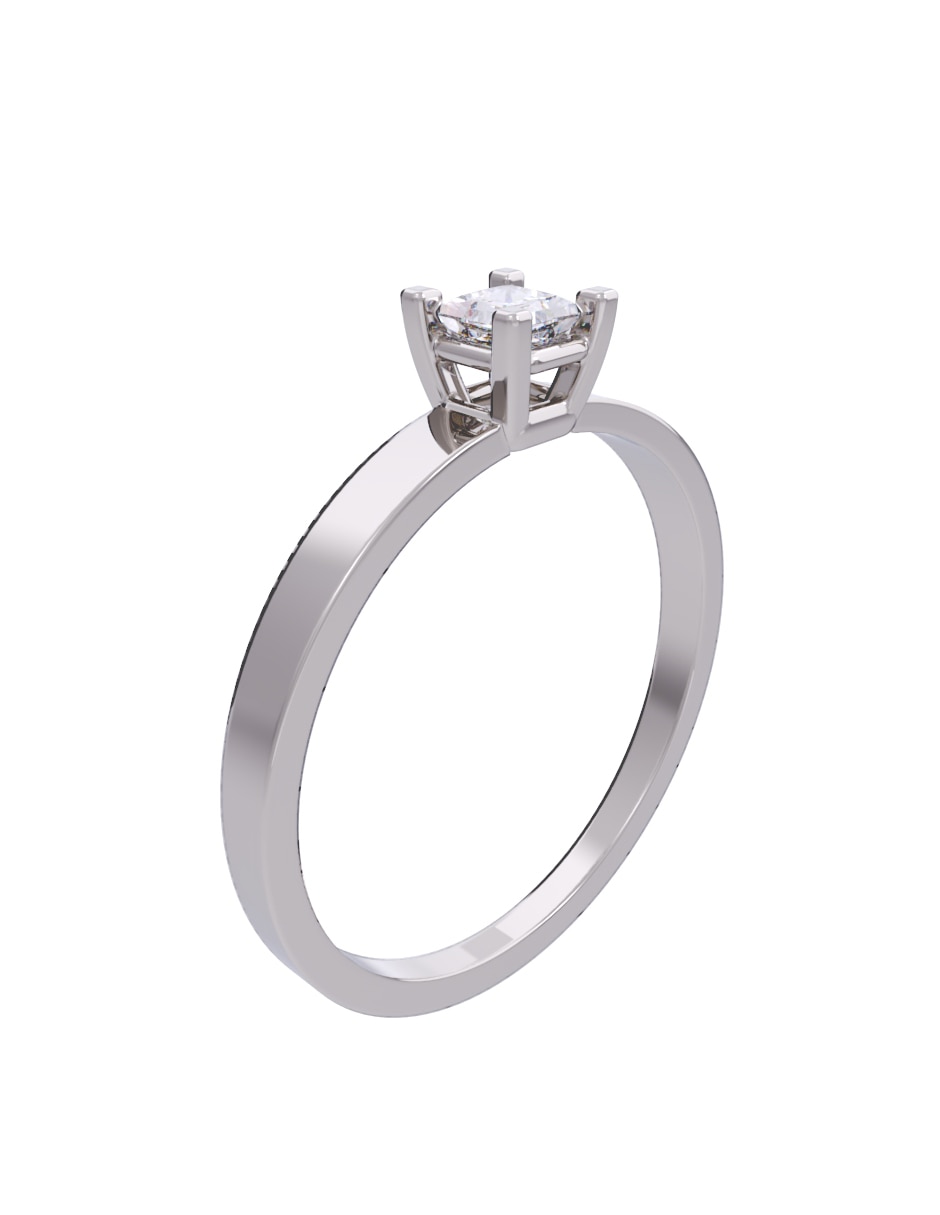 Anillo de compromiso de oro 10 K diamante 2