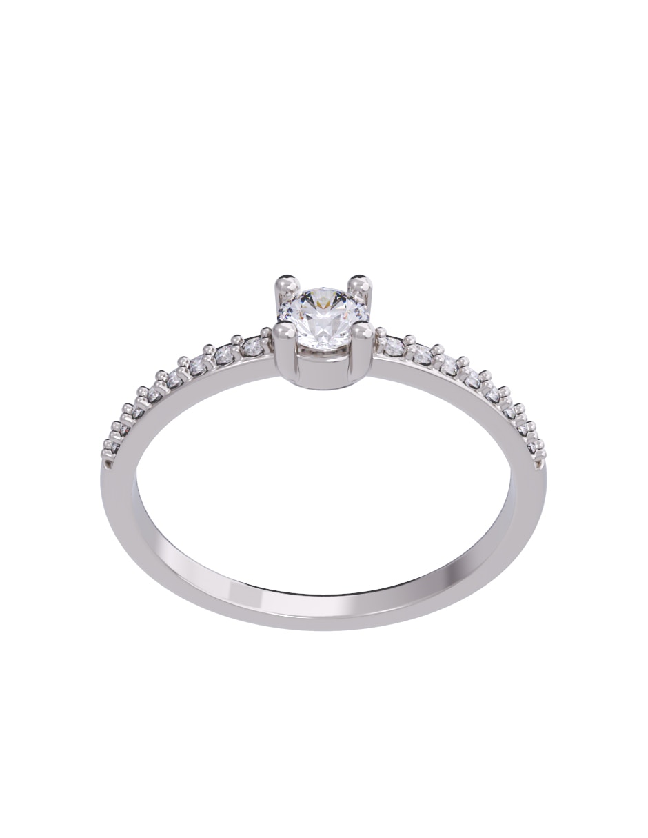 Anillo de compromiso de oro 10 K diamante 3