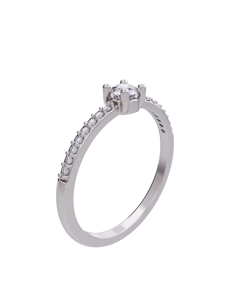 Anillo de compromiso de oro 10 K diamante 4