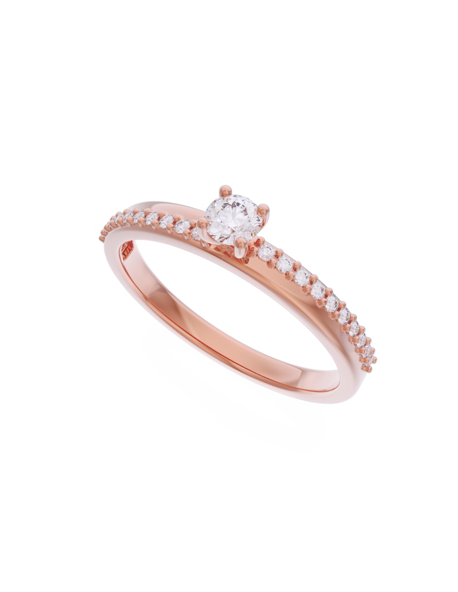 Anillo de compromiso de oro 10 K diamante 2