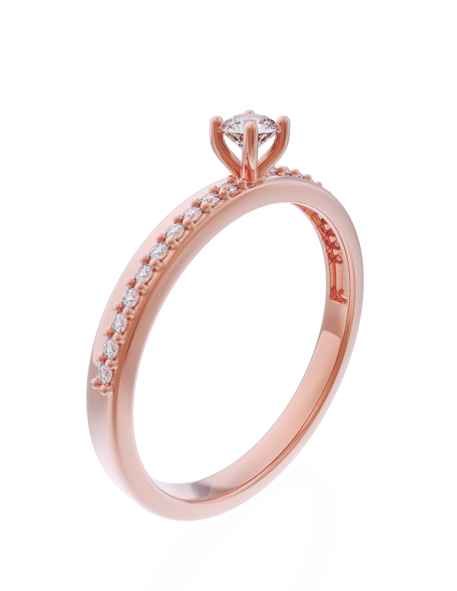 Anillo de compromiso de oro 10 K diamante 3