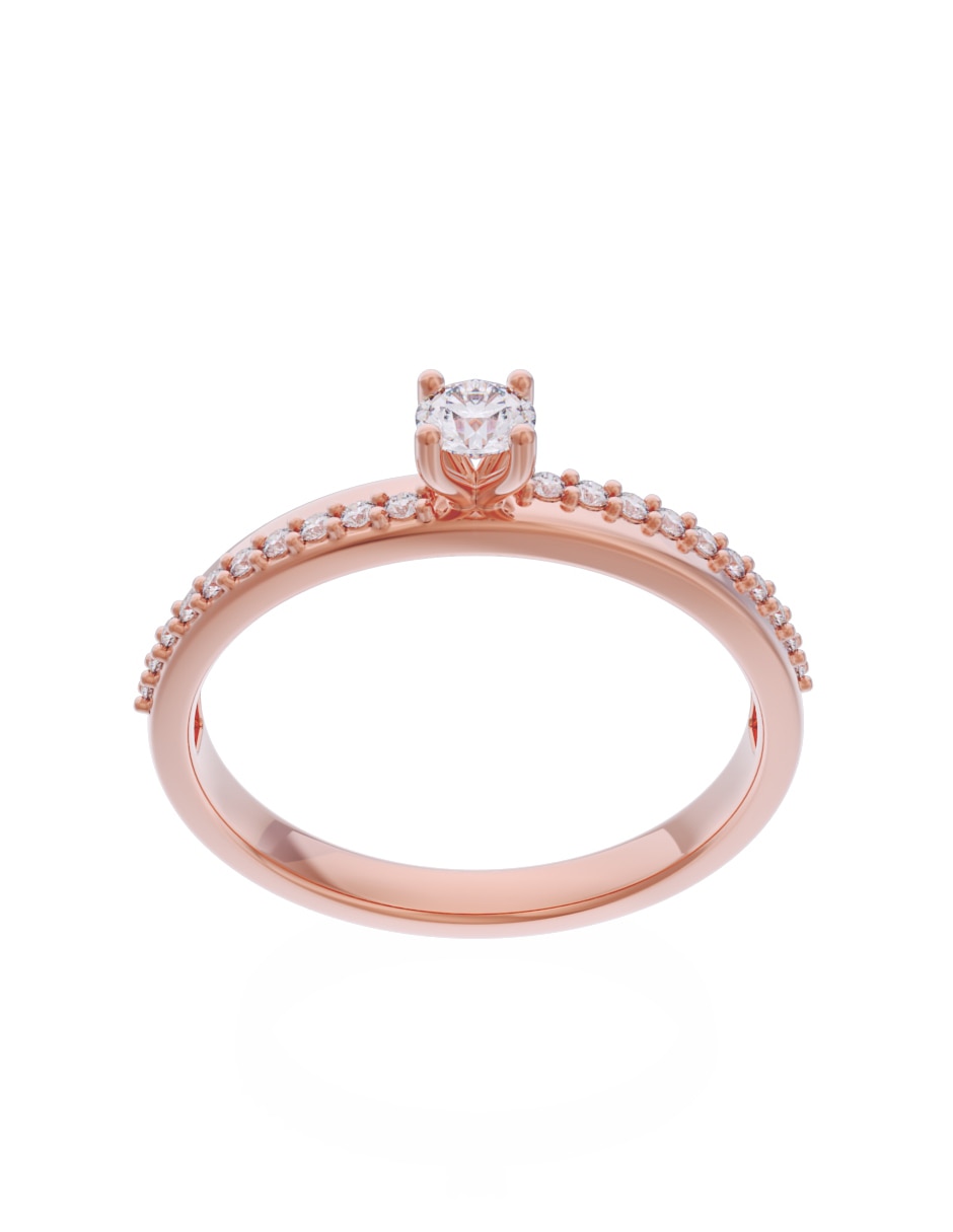 Anillo de compromiso de oro 10 K diamante 4