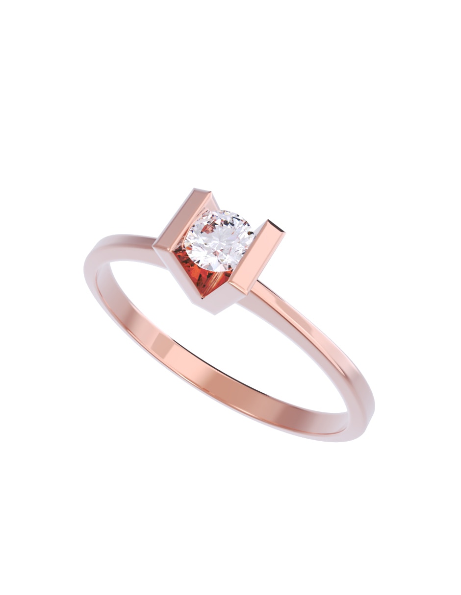 Anillo de compromiso de oro 10 K diamante 2
