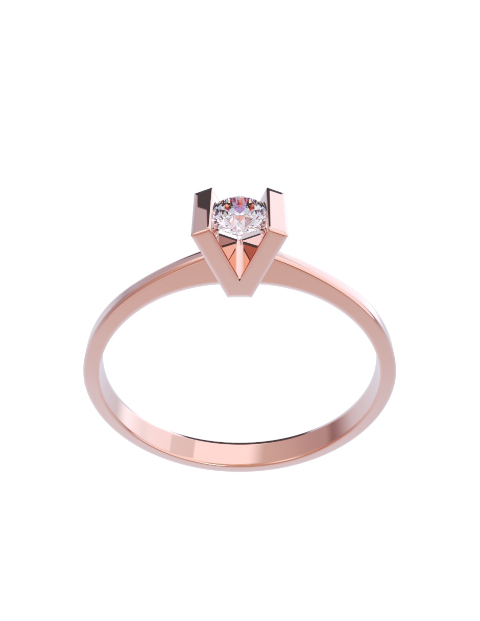 Anillo de compromiso de oro 10 K diamante 3