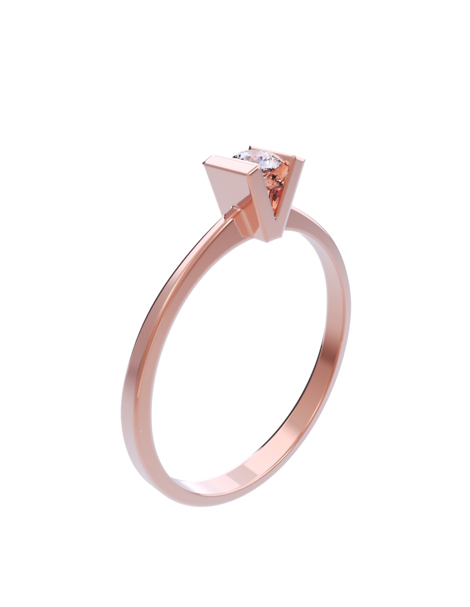 Anillo de compromiso de oro 10 K diamante 4