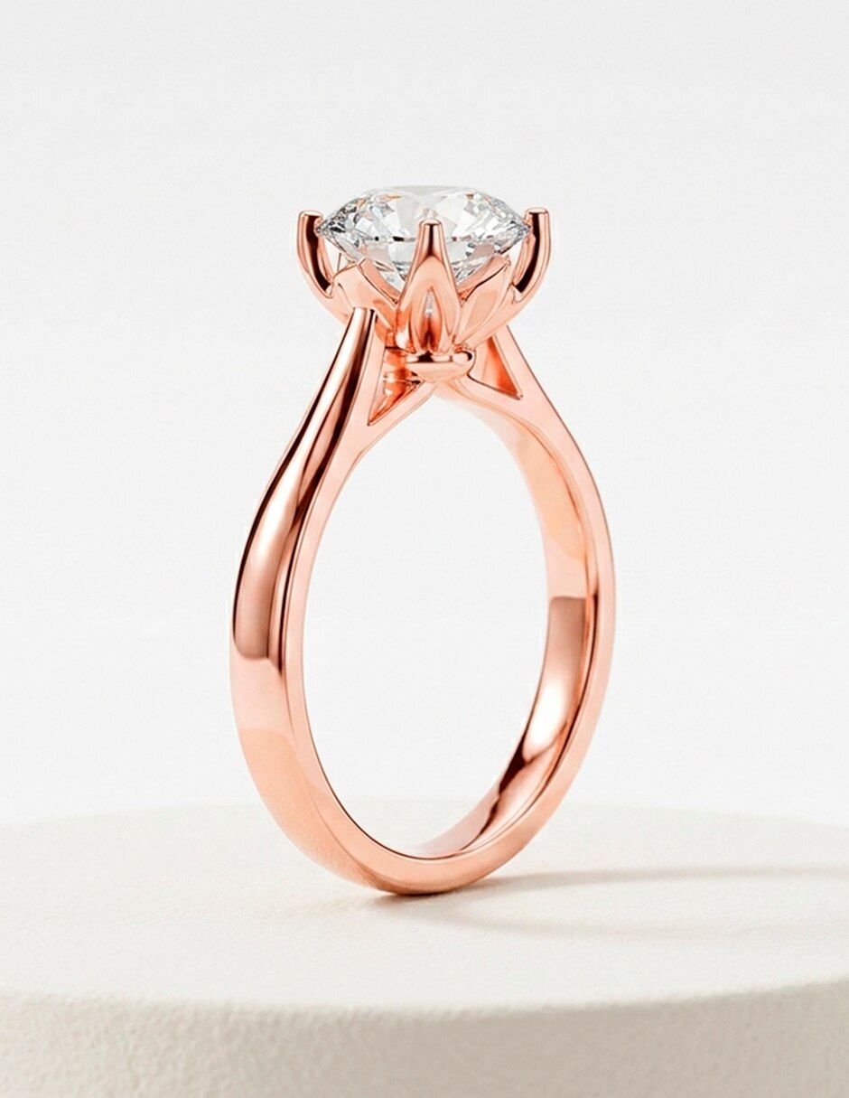 Anillo de compromiso de oro 14 K zirconia cúbica 6