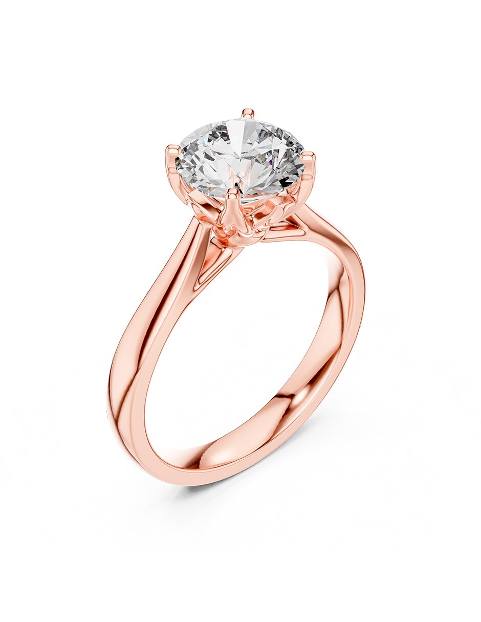 Anillo de compromiso de oro 14 K zirconia cúbica 7