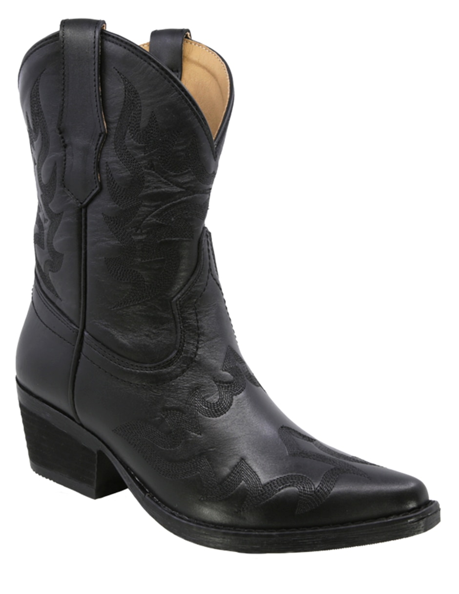 Bota arriba del tobillo texaban vaquera de piel para mujer