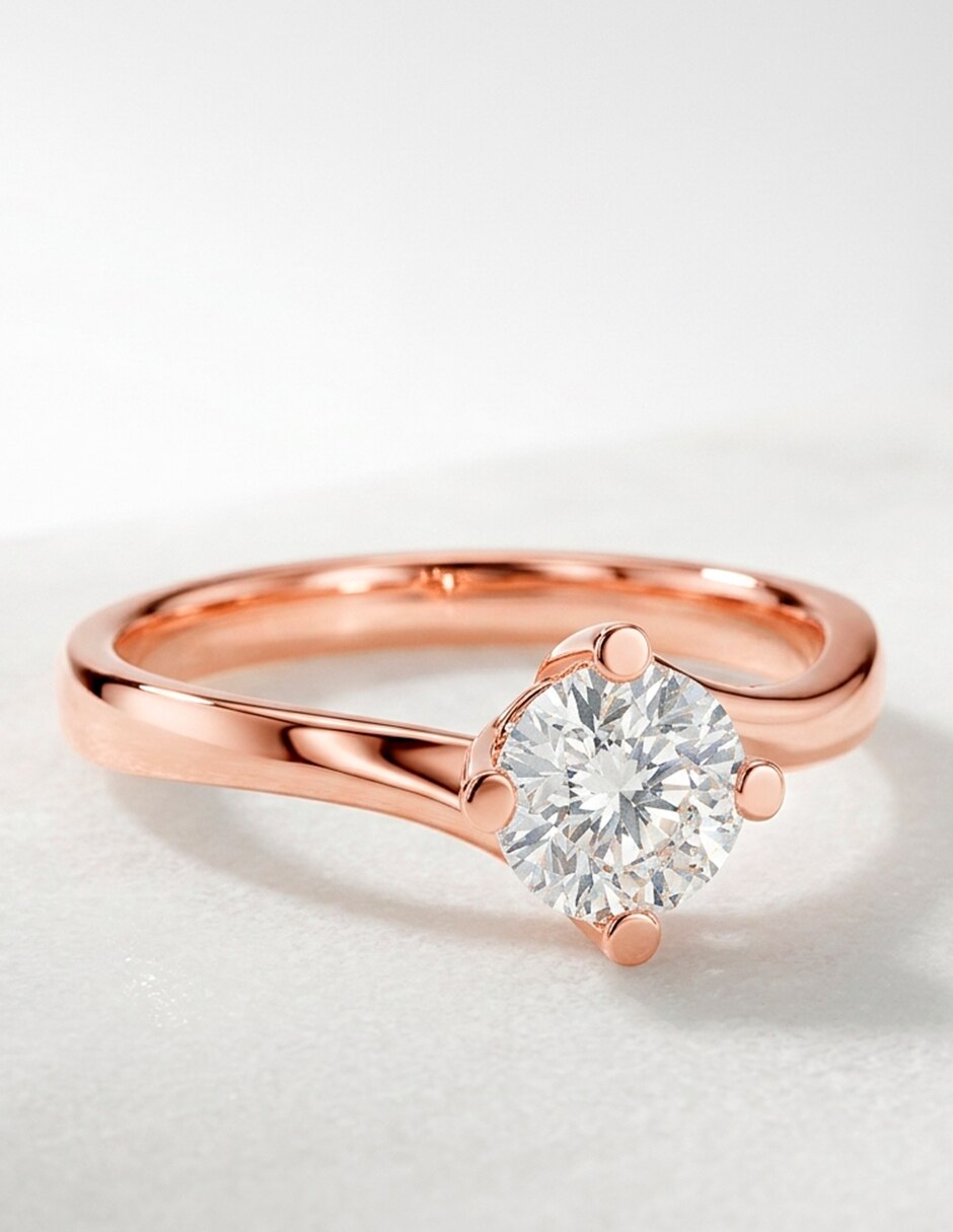 Anillo de compromiso de oro 14 k ! zirconia cúbica 7