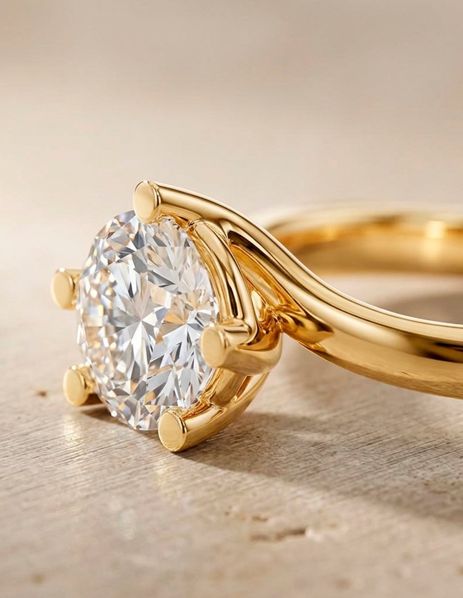 Anillo de compromiso de oro 14 k diamante de laboratorio 10