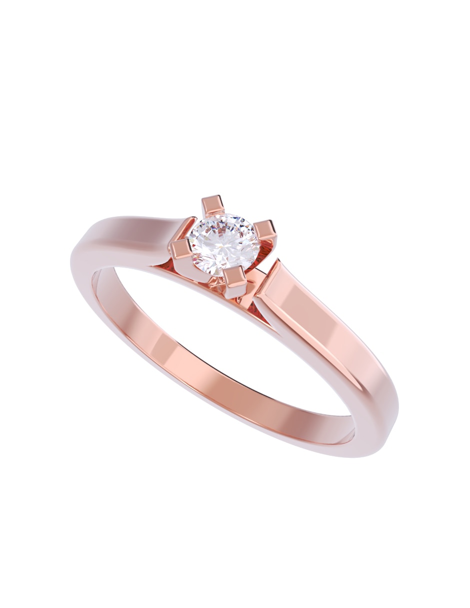 Anillo de compromiso de oro 10 K diamante 2