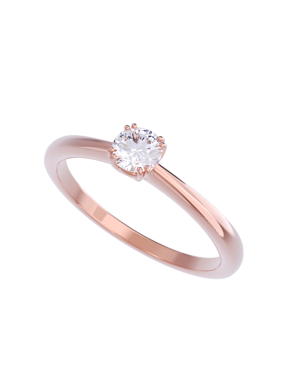 Anillo de compromiso de oro 14 K diamante 4
