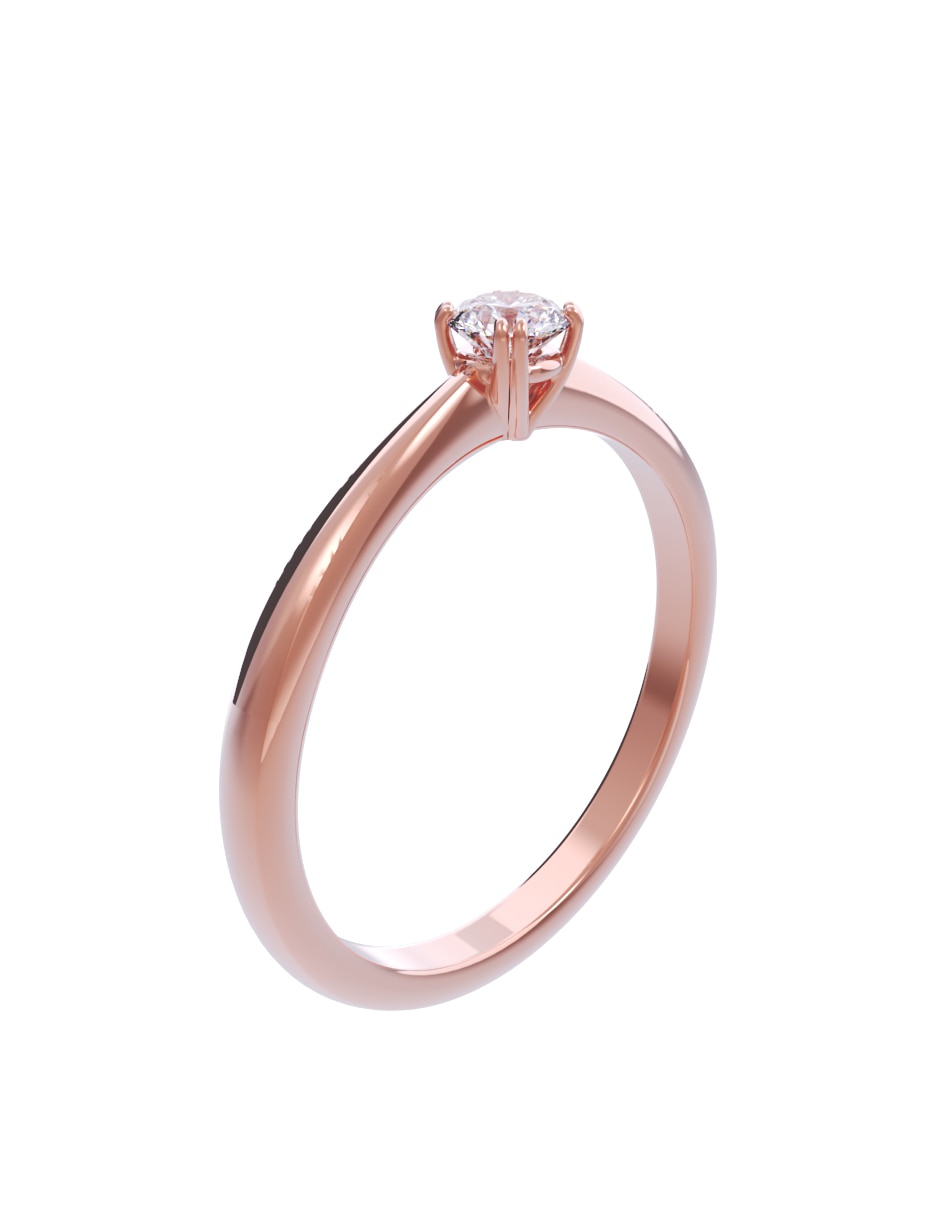 Anillo de compromiso de oro 14 K diamante 2