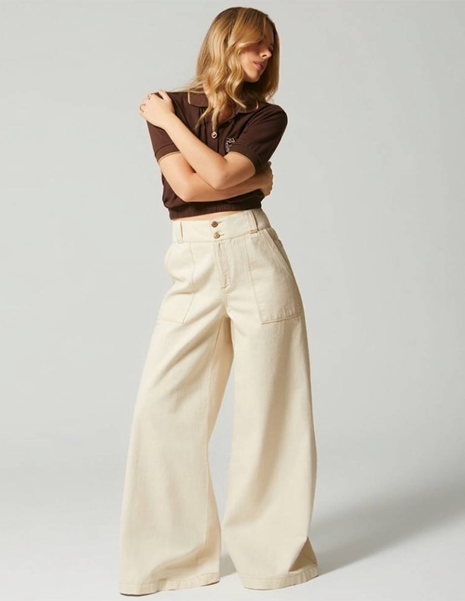 Jeans easy pant palazzo Studio F Organic Denim De Lujo para mujer
