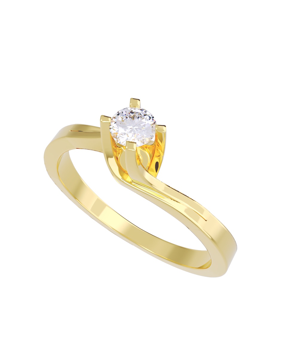Anillo de compromiso de oro 10 k diamante 2