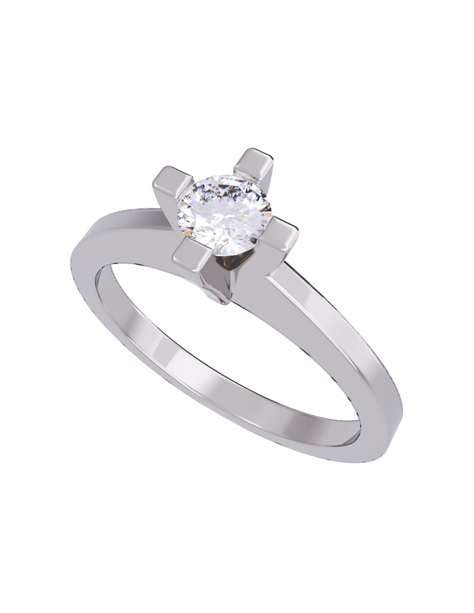 Anillo de compromiso de oro 10 K diamante 2