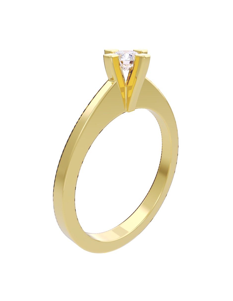 Anillo de compromiso de oro 14 K diamante 4