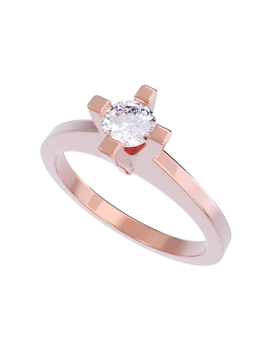Anillo de compromiso de oro 14 K diamante 2
