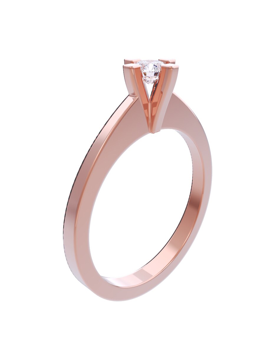 Anillo de compromiso de oro 14 K diamante 4