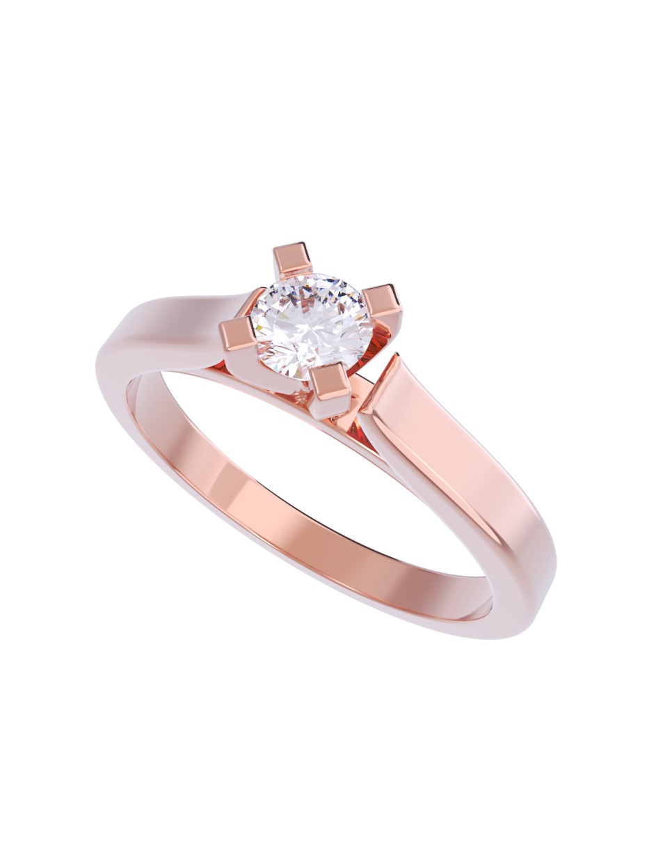 Anillo de compromiso de oro 10 K diamante 2