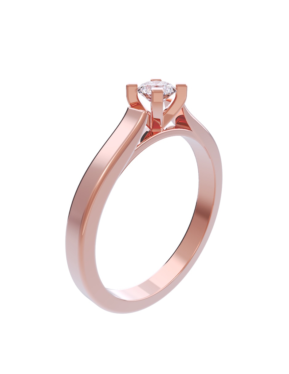 Anillo de compromiso de oro 10 K diamante 4