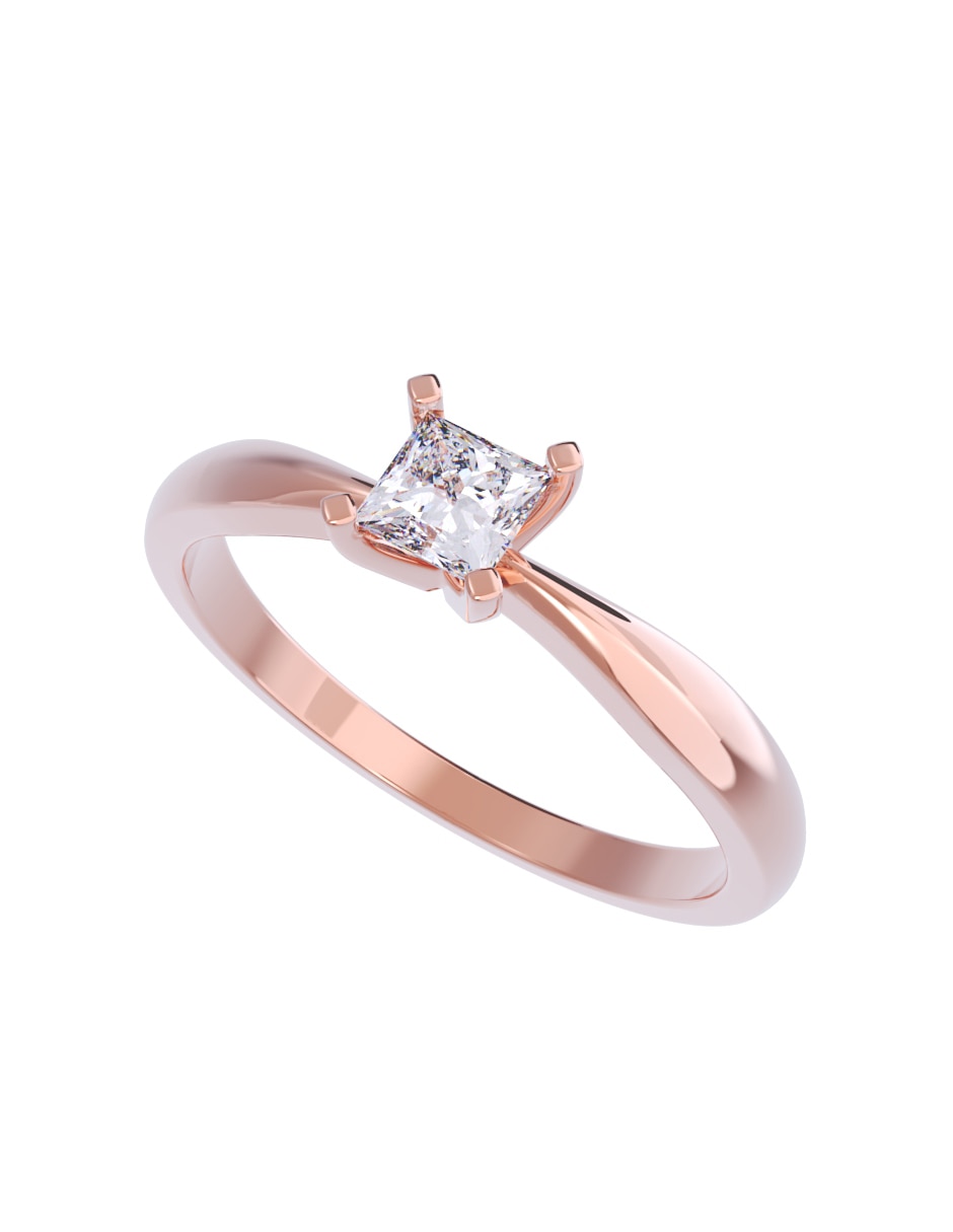 Anillo de compromiso de oro 10 K diamante 2
