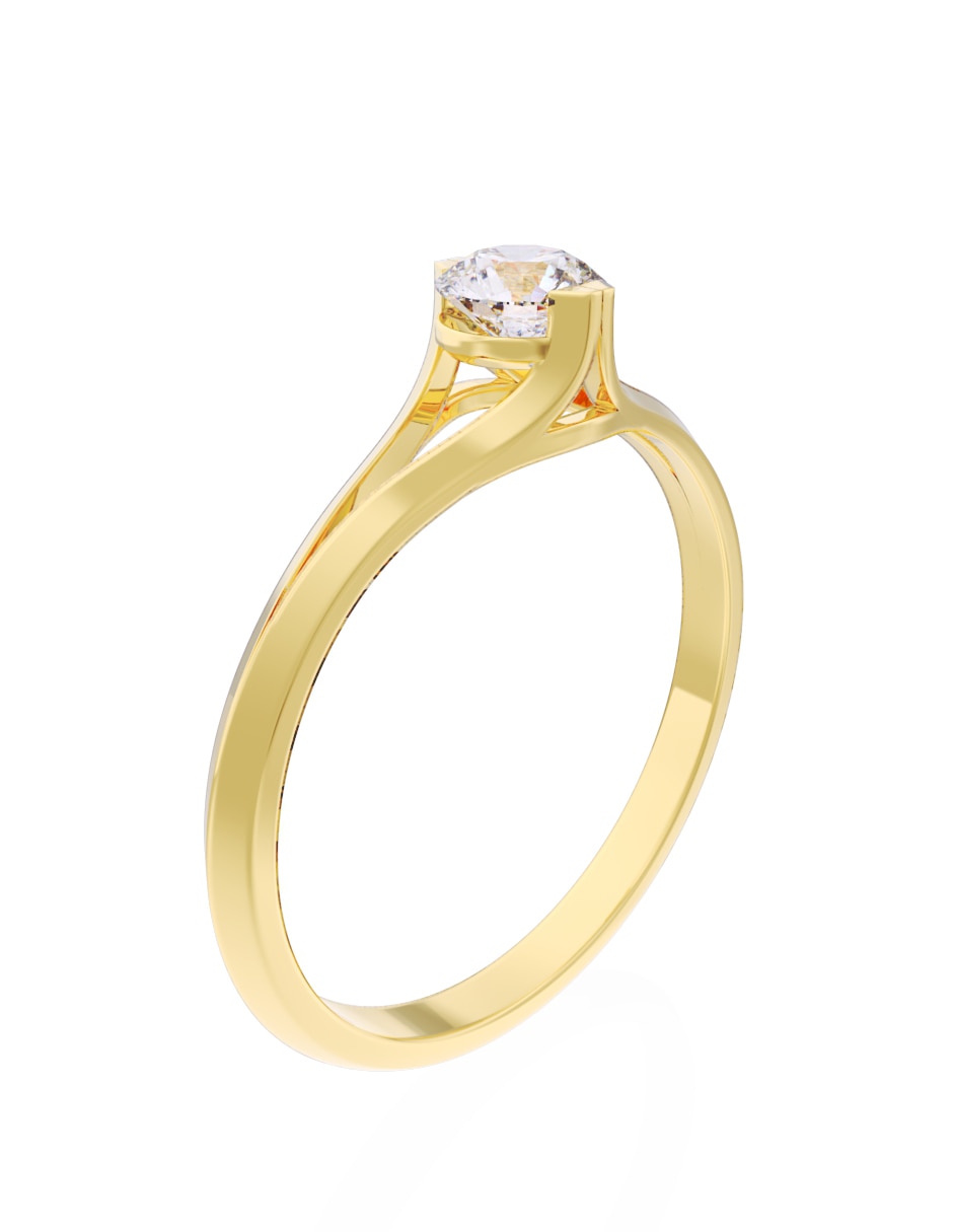 Anillo de compromiso de oro 10 K diamante 2