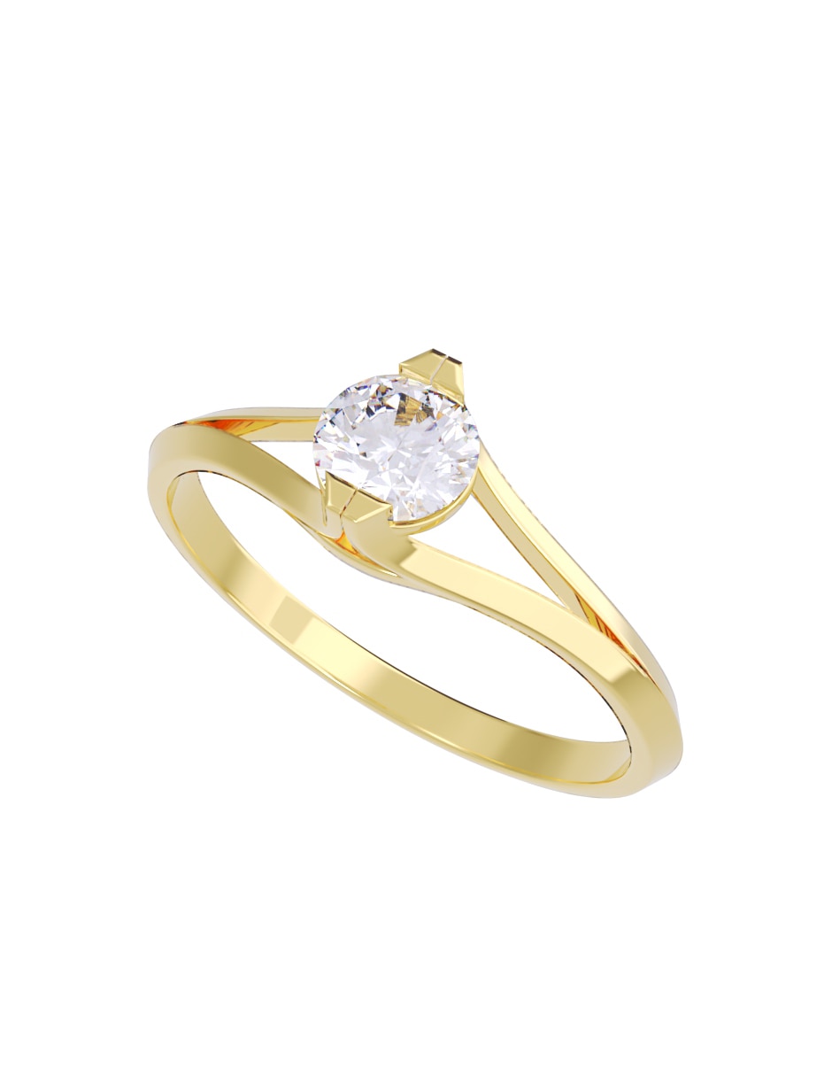 Anillo de compromiso de oro 10 K diamante 3