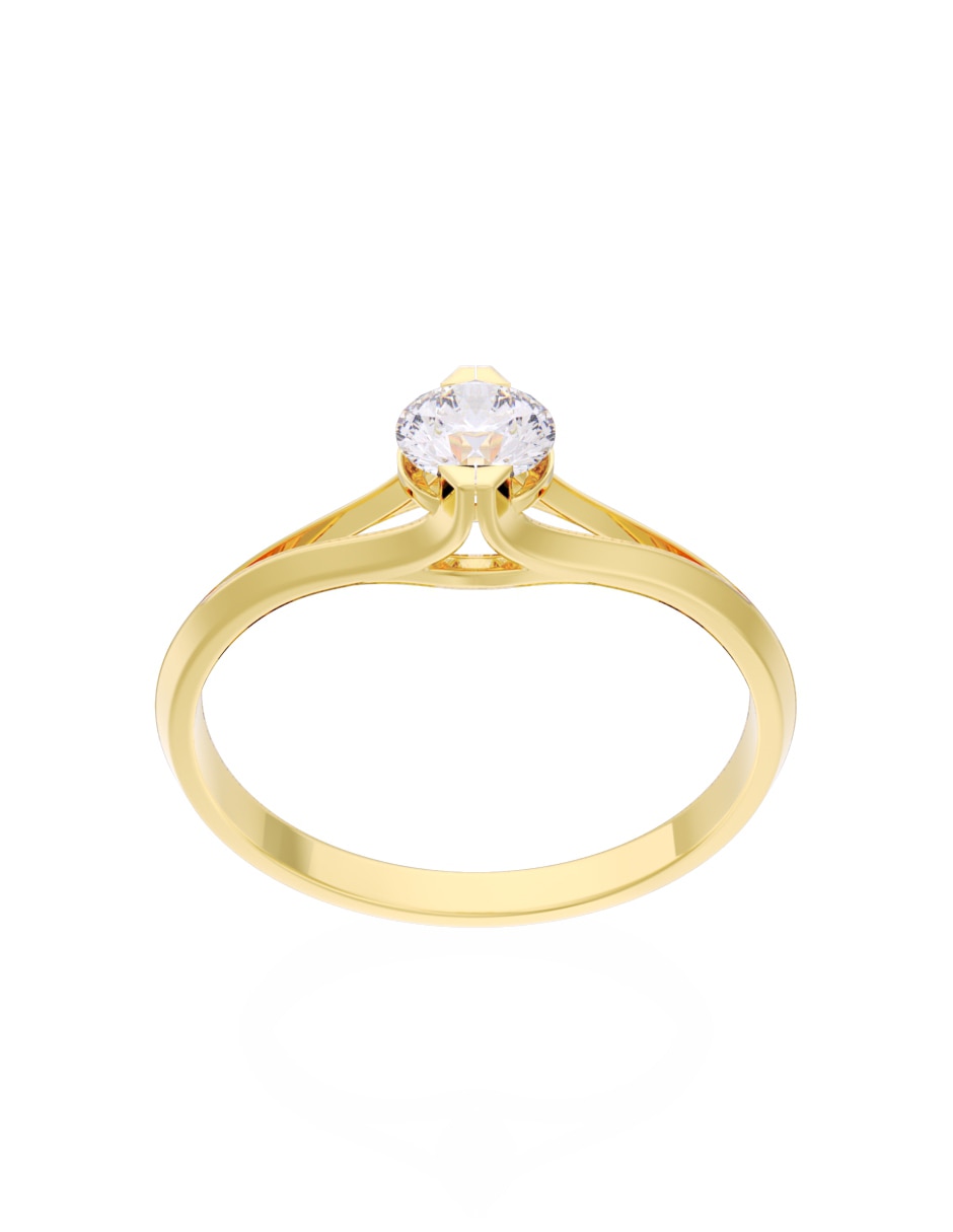 Anillo de compromiso de oro 10 K diamante 4