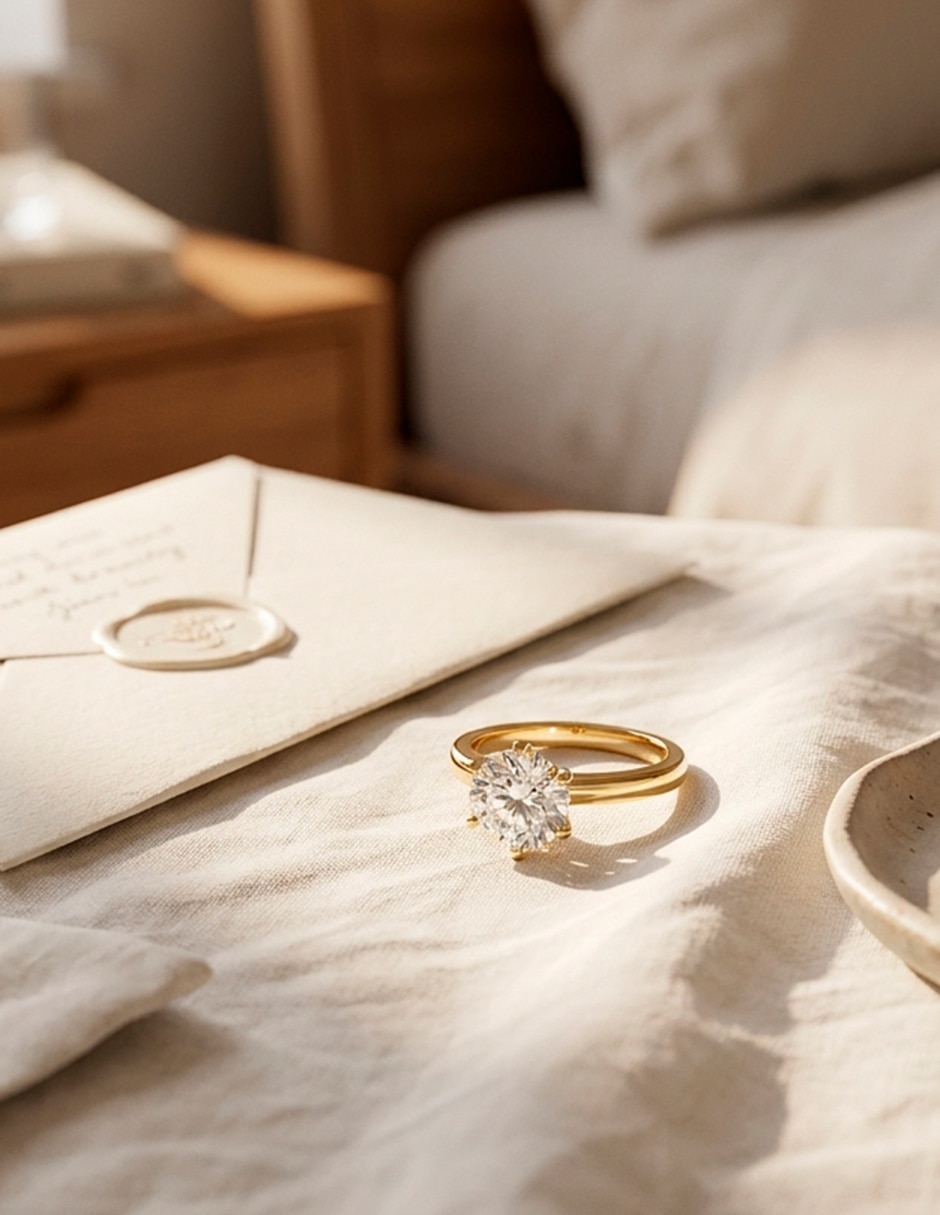 Anillo de compromiso de oro 14 k amore mio