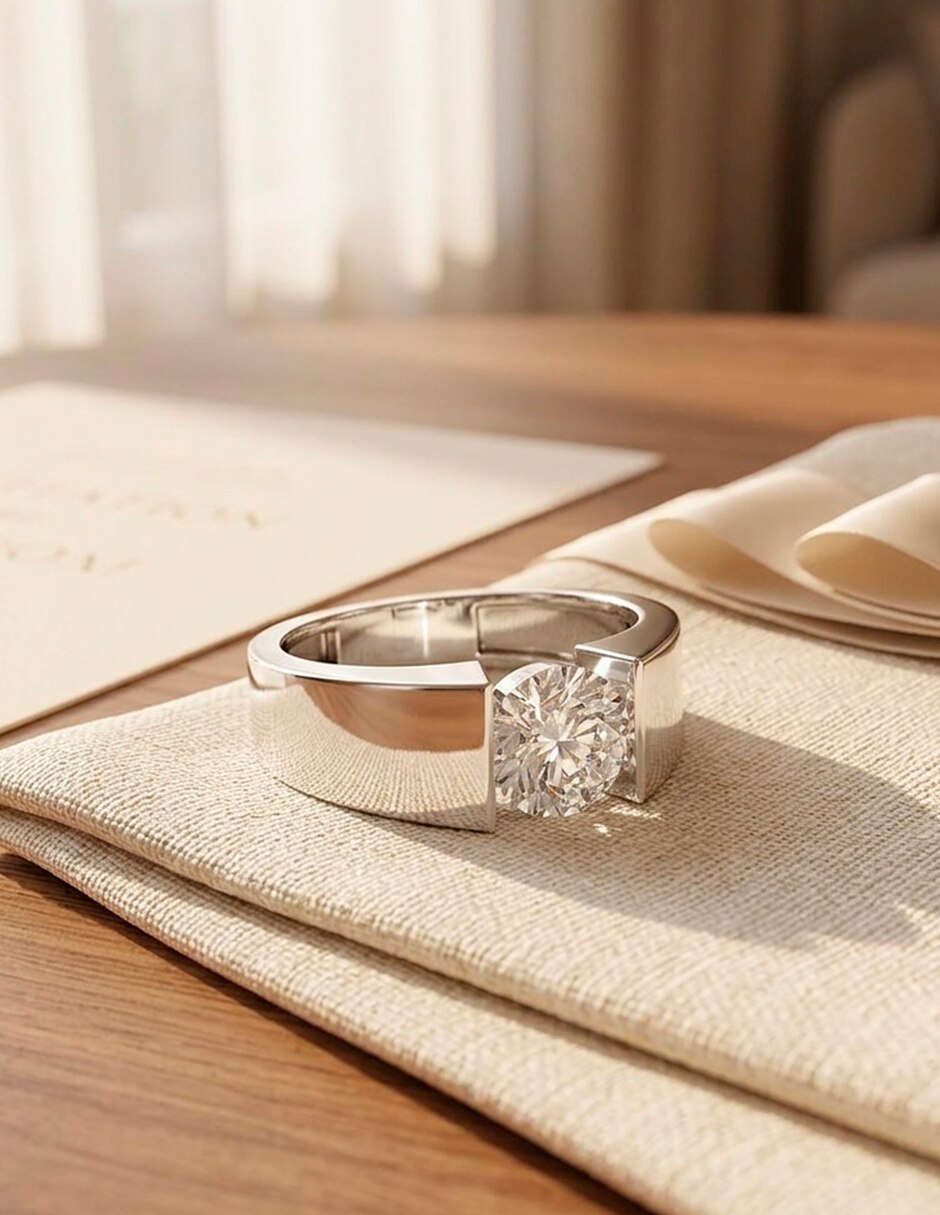 Anillo de compromiso de oro 9 K 7