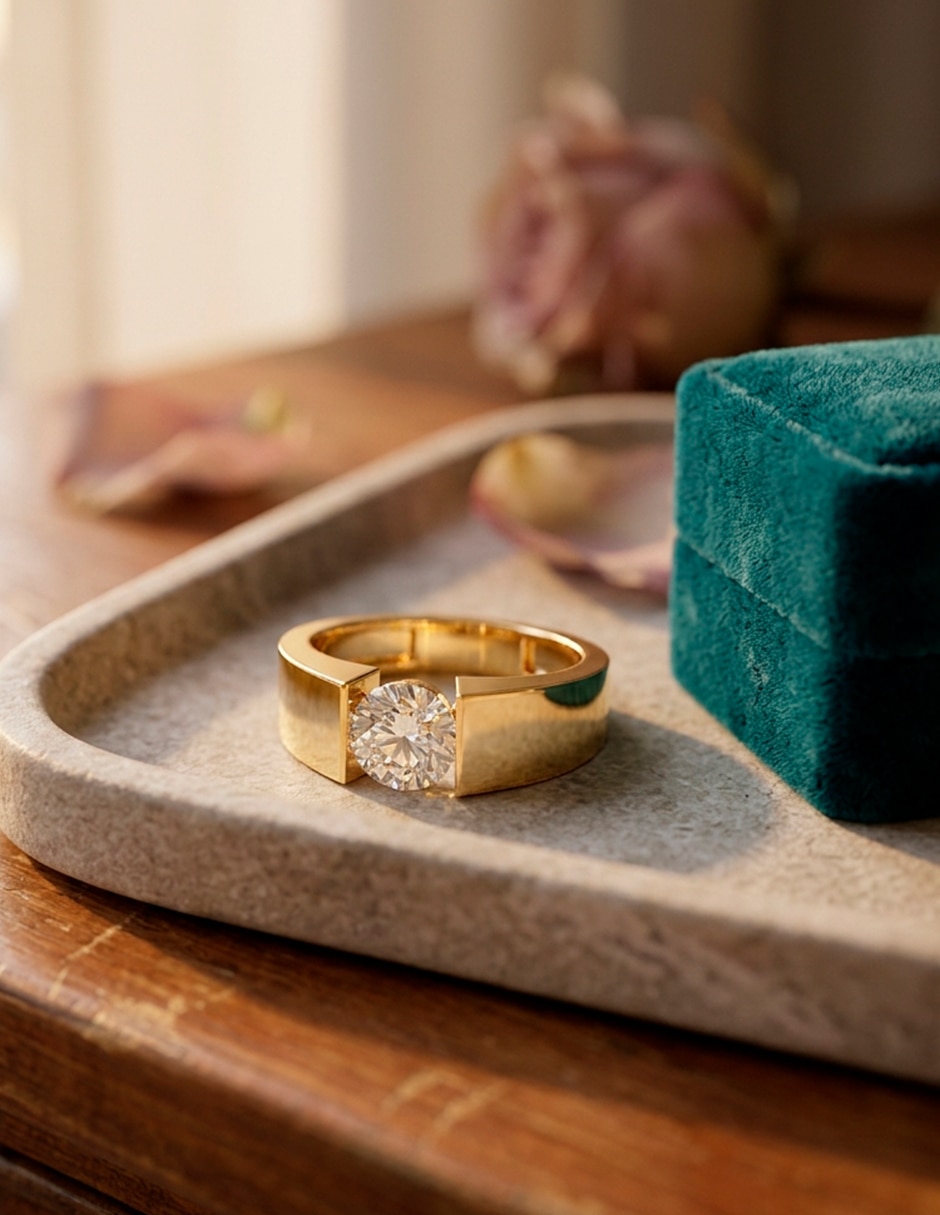 Anillo de compromiso de oro 14 K 7