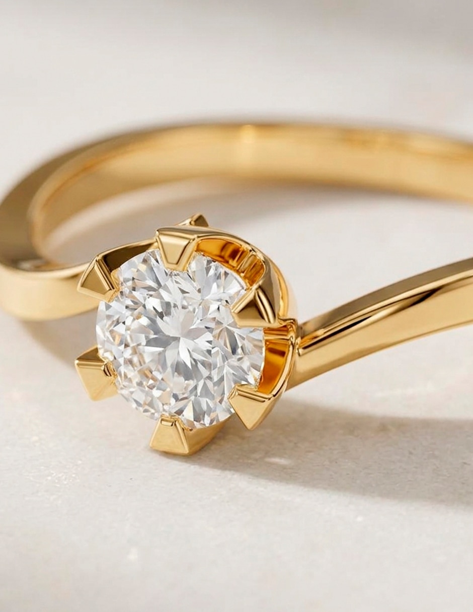 Anillo de compromiso de oro 14 K Amore Mio zirconia cúbica