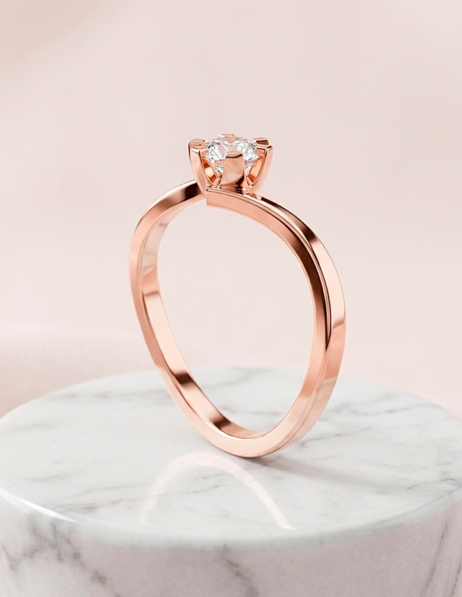 Anillo de compromiso de oro 14 K 7