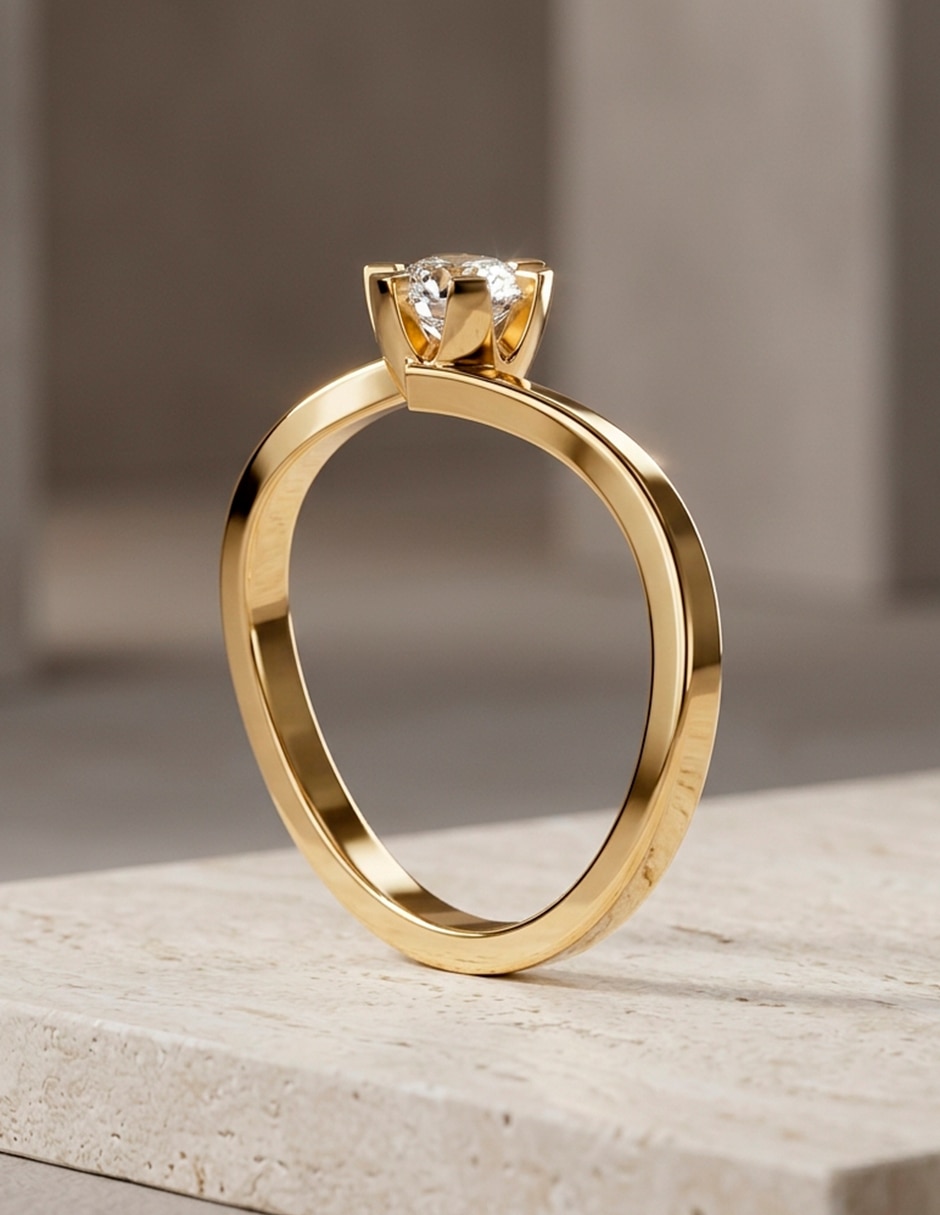 Anillo de compromiso de oro 9 K 5