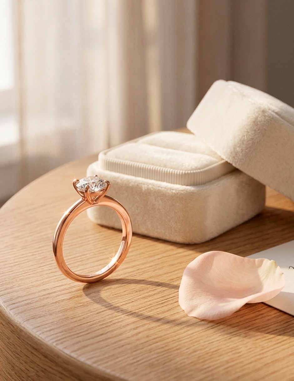 Anillo de compromiso de oro 14 K 9