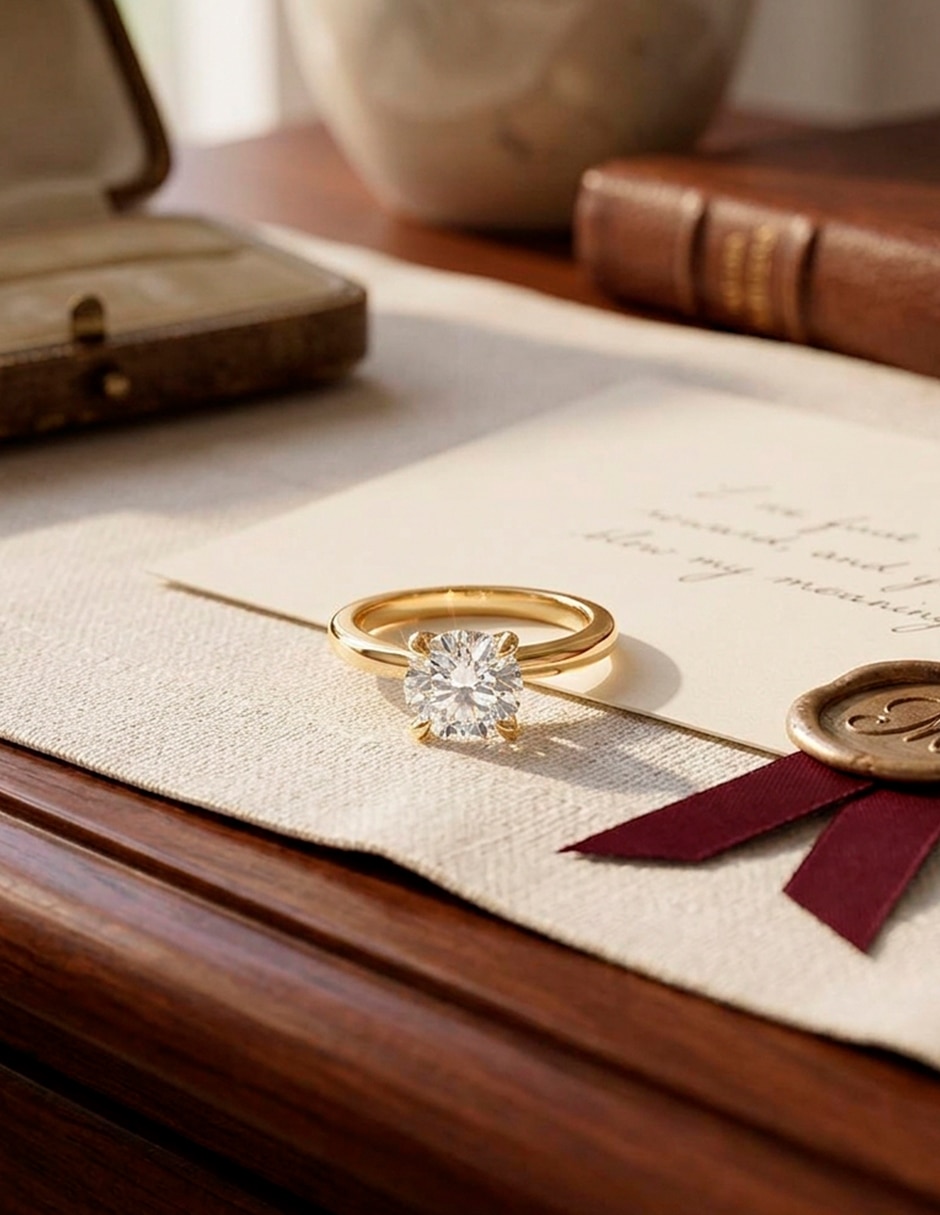 Anillo de compromiso de oro 9 K 6