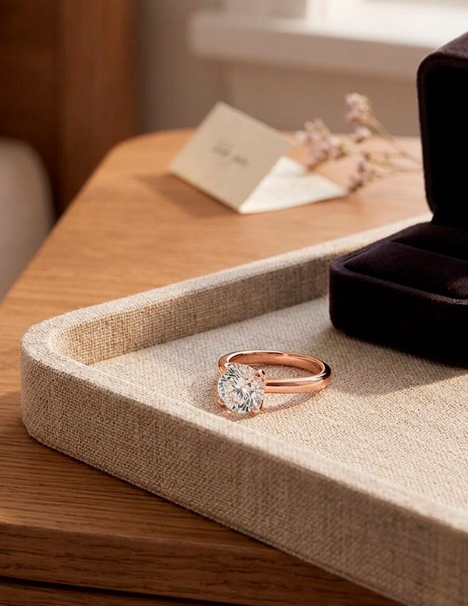 Anillo de compromiso de oro 14 k zirconia cúbica 8