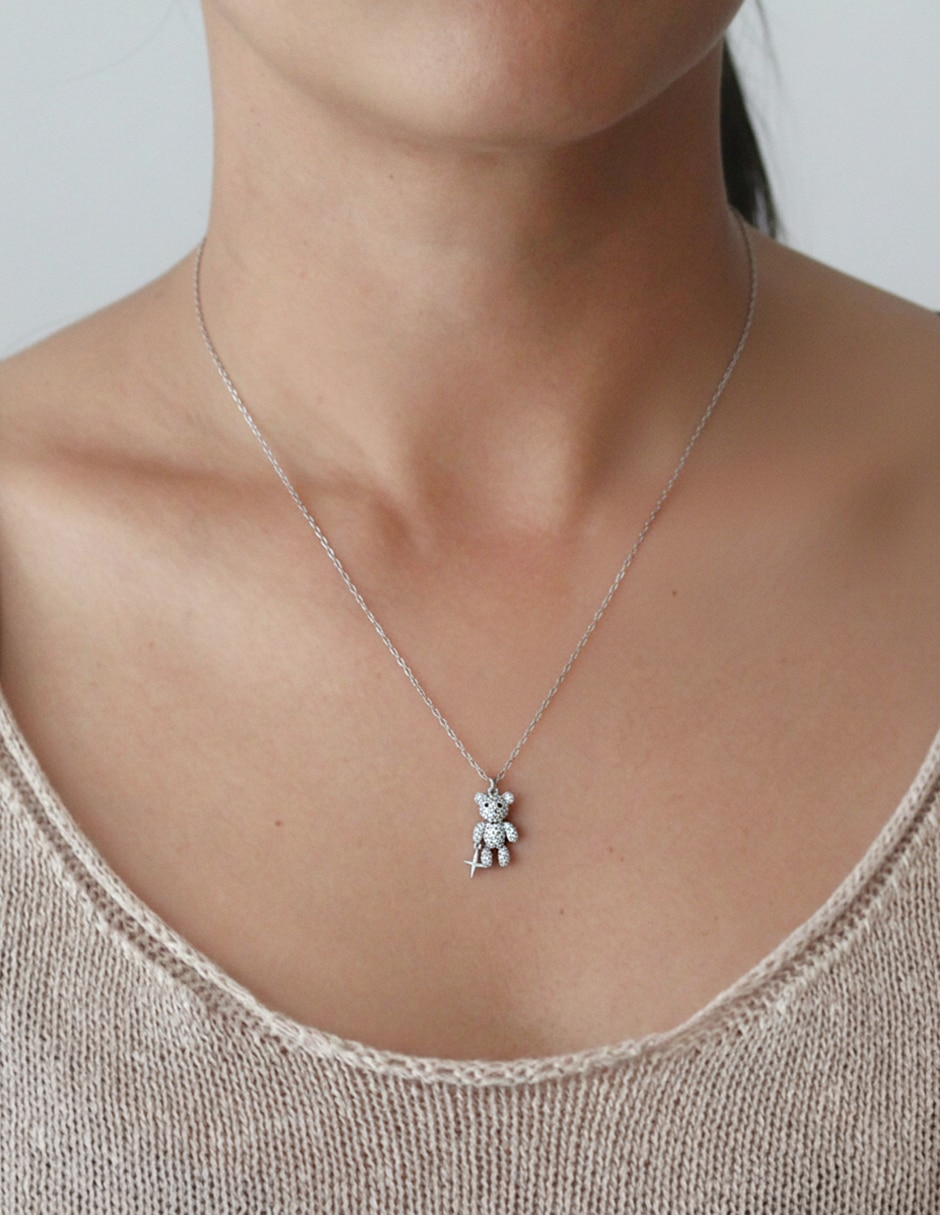 Collar con dije de Oso de plata P 925 2