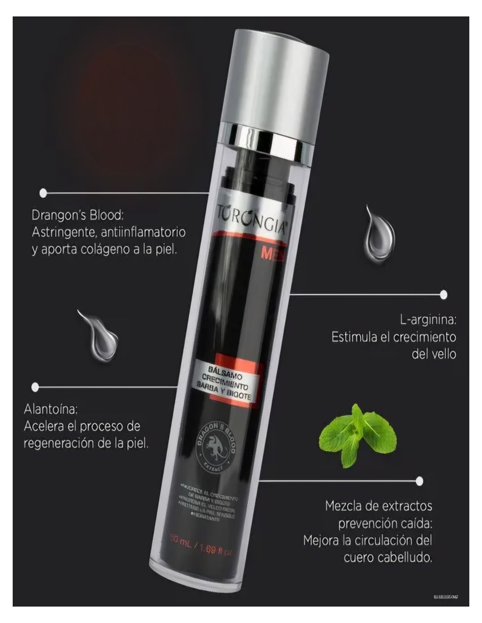 Tratamiento para barba Bálsamo crecimiento barba y bigote Torongia