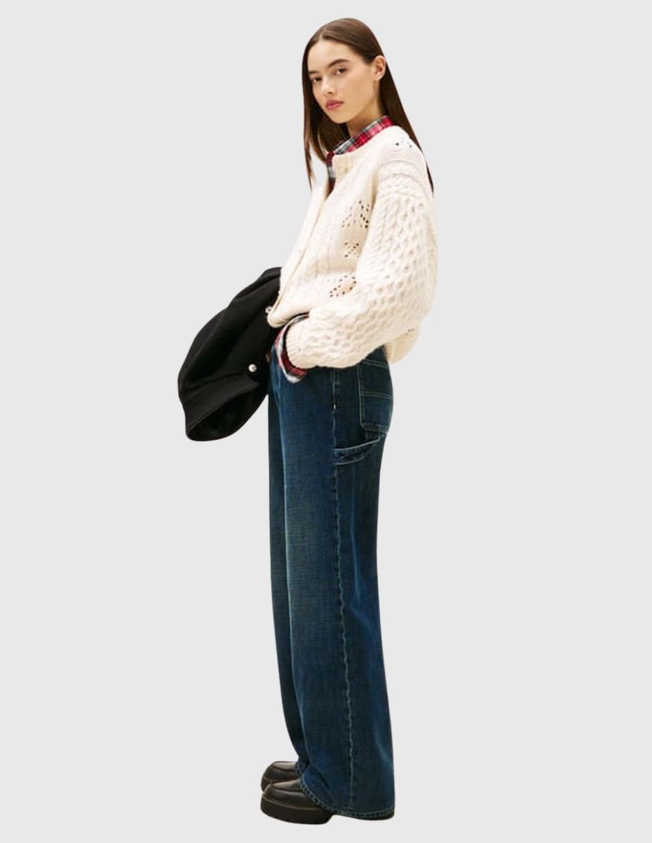 Jeans regular wide leg tommy jeans corte amplio para mujer