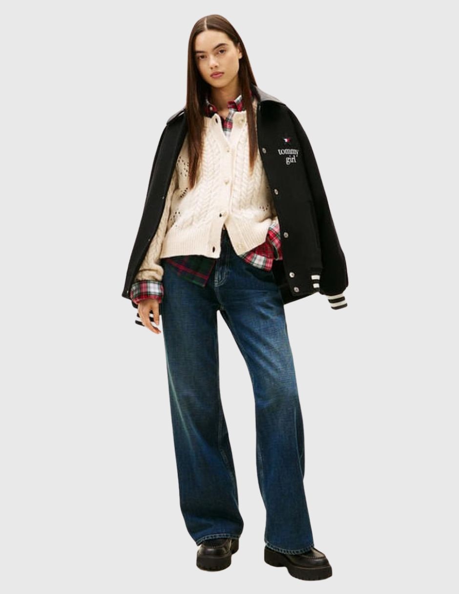 Jeans regular wide leg tommy jeans corte amplio para mujer