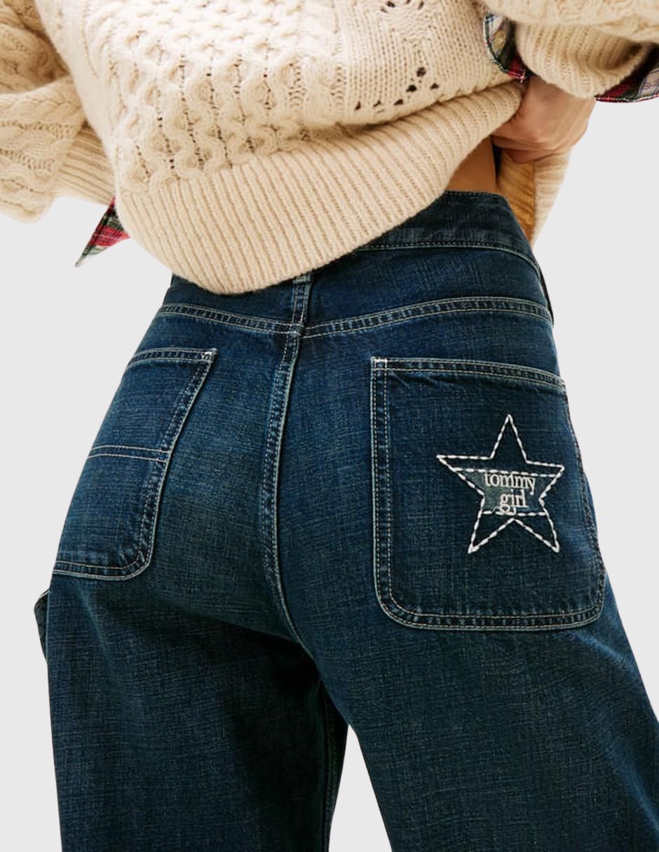 Jeans regular wide leg tommy jeans corte amplio para mujer