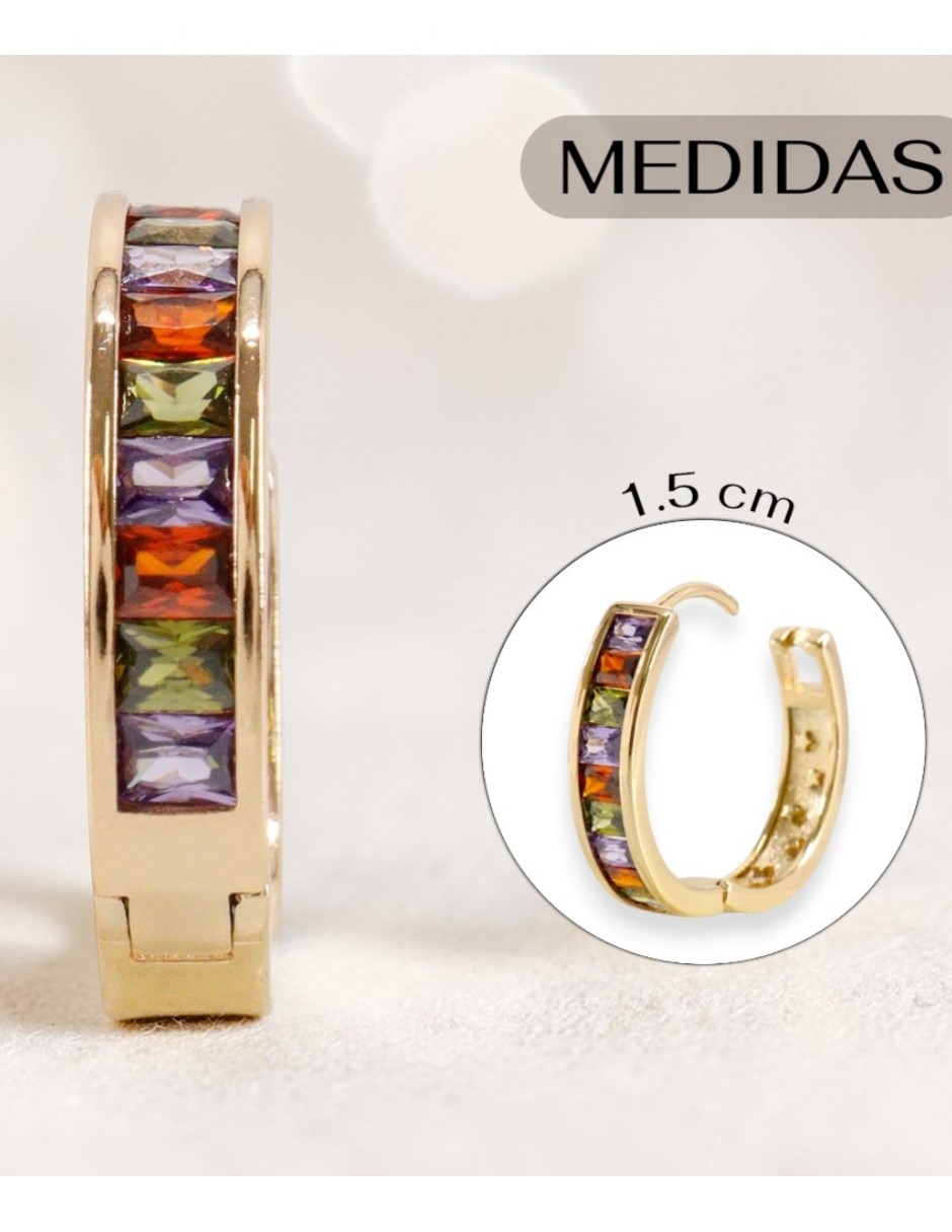 Aretes huggies redondos Cm-Top de oro laminado 14 k con acabado chapa de oro zirconia cúbica