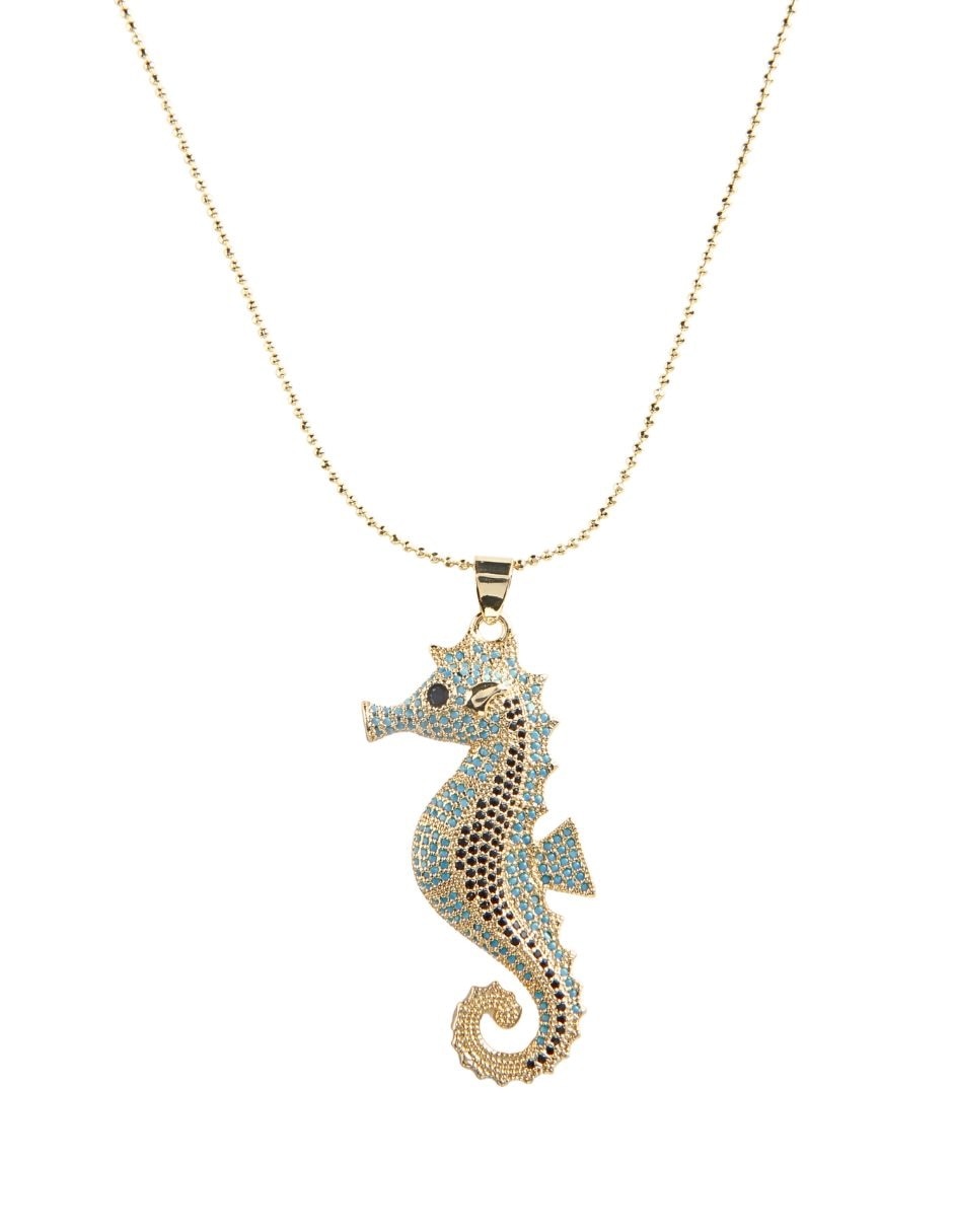 Collar con dije de Caballito Mar Mareá de baño de oro 18 K 1